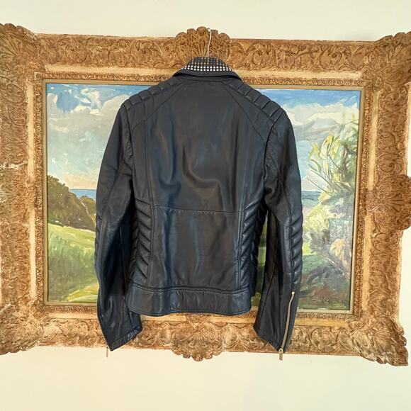 Versace H&M Black Studded Biker Moto Jacket Womens Medium - Picture 12 of 16